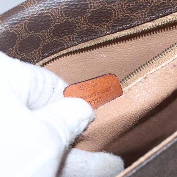 CELINE Macadam Canvas Shoulder Bag PVC Leather Brown Auth - Picture 9 of 16